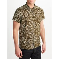 JOHN LEWIS & Co. Thistle Flower Print Short Sleeve Shirt, Khaki