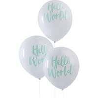 Ginger Ray Hello World Baby Shower Balloons, Pack Of 10