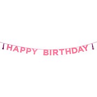 Talking Tables Glitter Happy Birthday Banner, Pink