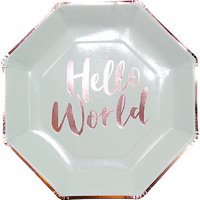 Ginger Ray Hello World Paper Plates, Pack Of 8