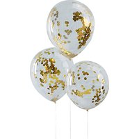 Ginger Ray Gold Confetti Balloons, Pack Of 5