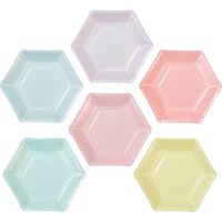 Talking Tables We Heart Pastel Hexagon Plates, Pack Of 12