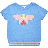 Margherita Kids Girls' Bug Short Sleeve Knitted Jumper, Blue