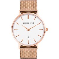 Abbott Lyon Unisex Kensington 40 Mesh Bracelet Strap Watch, Rose Gold/White