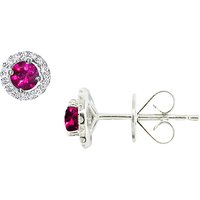 EWA 18ct White Gold Diamond And Ruby Cluster Stud Earrings