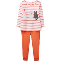 Baby Joule Poppy Cat Top And Trousers Set, Coral