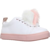 Mini Miss KG Children's Pomtastic Laced Trainers, White/Pink