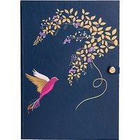 Sara Miller Bird And Floral Luxury A5 Notebook, Blue
