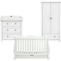 Silver Cross Nostalgia Dresser, Wardrobe And Windsor Sleigh Cotbed, Solid White