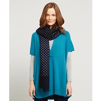 East Silk Wool Spotted Scarf, Navy