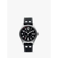Hamilton H70615733 Men's Khaki Field Officer Automatic Date Leather Strap Watch, Black