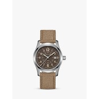 Hamilton H70605993 Men's Khaki Field Automatic Date Fabric Strap Watch, Brown