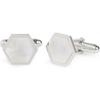 Simon Carter For John Lewis Hexagonal Sterling Silver Mother Of Pearl Cufflinks, Silver