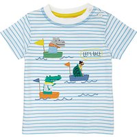 John Lewis Baby Boat Race T-Shirt, Blue/White