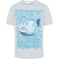 John Lewis Boys' Angler Fish Glow In The Dark T-Shirt, Grey