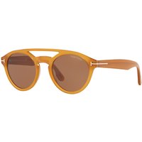 TOM FORD TF537 Clint Round Sunglasses, Camel
