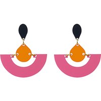 Toolally Fan Colour Block Drop Earrings, Raspberry/Mandarin