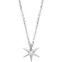 Estella Bartlett 6 Point Star Pearl Pendant Necklace, Silver