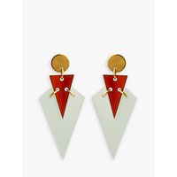 Toolally Mini Art Deco Drop Earrings, Mint/Amber