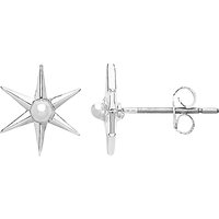 Estella Bartlett 6 Point Star Freshwater Pearl Stud Earrings, Silver