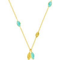 Auren Marquise Hammered Detail Pendant Necklace, Gold/Amazonite