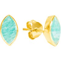 Auren 18ct Gold Vermeil Marquise Stud Earrings, Gold/Amazonite