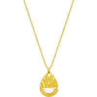 Auren 18ct Gold Vermeil Moonstone Hammered Teardrop Pendant Necklace, Gold/White