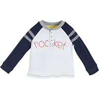 Angel & Rocket Baby Rocket Embroidery Baseball T-Shirt, White/Navy