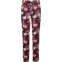 Pure Collection Houston Sporty Silk Trousers, Black Floral Print