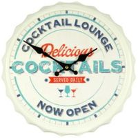 B&Q Bottletop Cocktail Lounge Slogan Retro Multicolour Wall Clock