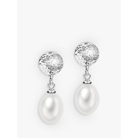 Dower & Hall Button Stud Pearl Drop Earrings