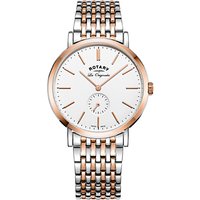 Rotary GB90191/01 Men's Les Originales Windsor Two Tone Bracelet Strap Watch, Silver/Rose Gold