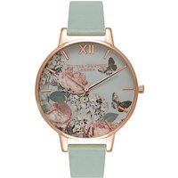 Olivia Burton OB16EG47 Women's Enchanted Garden Leather Strap Watch, Mint