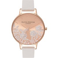 Olivia Burton OB16MV53 Women's Lace Detail Leather Strap Watch, Blush/Rose Gold
