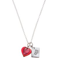 Martick Bohemian Heart And Envelope Pendant Necklace, Red/Silver