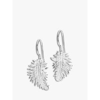 Dower & Hall Small Feather Sterling Silver Drop Earrings
