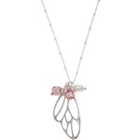 Martick Butterfly Murano Style Pendant Necklace, Pink