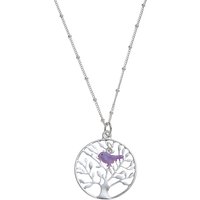 Martick Tree Of Life Pendant Necklace, Purple/Silver