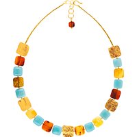 Be-Jewelled Amber And Amazonite Square Statement Necklace, Multi