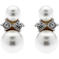 Finesse Double Faux Pearl Swarovski Crystal Stud Earrings, White