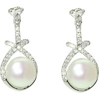 Lido Pearls Cubic Zirconia Triangle Earrings, Silver/White
