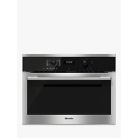 Miele H6100BM ContourLine Single Electric Oven With Microwave, Clean Steel
