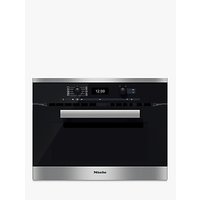 Miele H6400BM PureLine Single Electric Oven With Microwave, Clean Steel