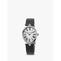 Frédérique Constant FC-200MPW2V6 Women's Classic Art Deco Oval Leather Strap Watch, Silver/Grey Satin