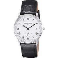 Frédérique Constant FC-245M4S6 Men's Slim Line Leather Strap Watch, Black/White