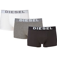 Diesel Kory Plain Stretch Cotton Trunks, Pack Of 3, Grey/White/Black