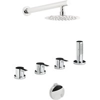 Abode Desire Thermostatic Deck Mounted Bath Overflow Filler Tap Kit With Handshower And Wall Mounted Shower