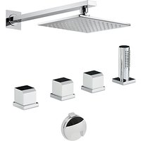 Abode Extase Thermostatic Deck Mounted Bathroom Overflow Filler Tap Kit With Handshower And Wall Mounted Shower