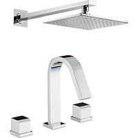 Abode Extase Thermostatic Deck Mounted 3 Hole Bathroom Mixer Tap And Wall Mounted Shower