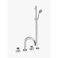 Abode Harmonie Thermostatic Deck Mounted 3 Hole Bathroom Tap And Shower Mixer And Sliding Rail Kit
